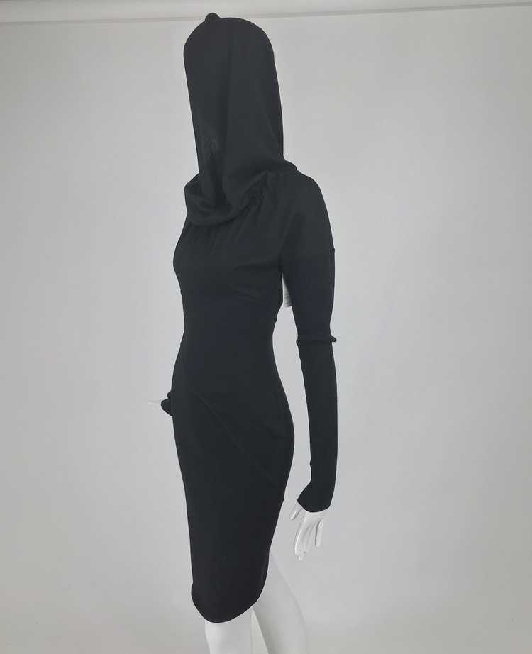 Azzedine Alaïa Black Hooded Body Con Dress 1980s - image 3
