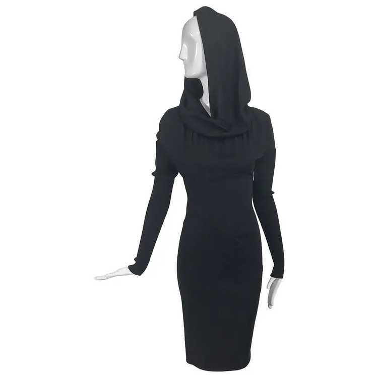 Azzedine Alaïa Black Hooded Body Con Dress 1980s - image 1