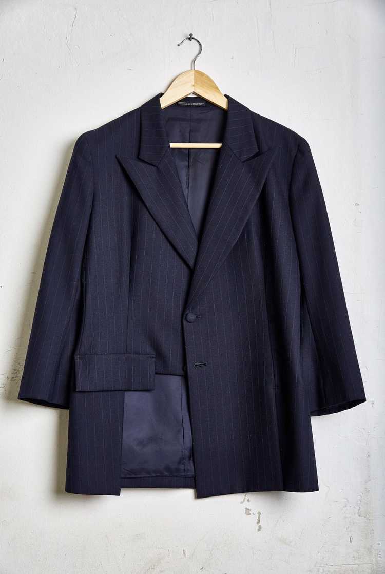 Yohji Yamamoto Navy Wool Pinstriped Jacket with C… - image 7