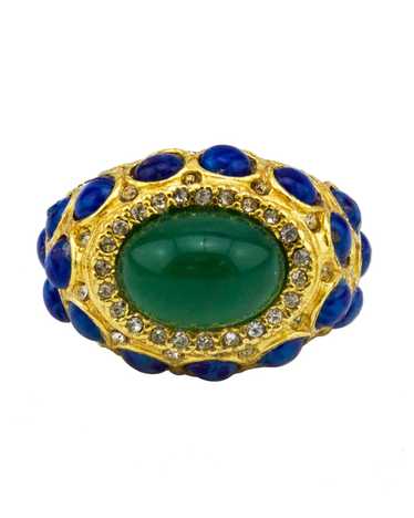 Kenneth Jay Lane Cocktail Ring with Green and Blue