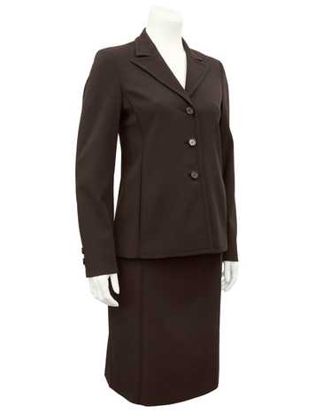 Prada Brown Techno Fabric Skirt Suit