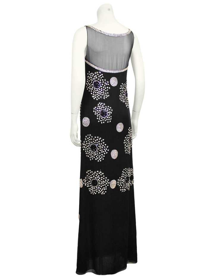 Galanos Black Silk Chiffon and Rhinestone Gown - image 2