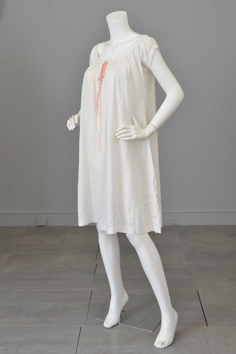 1930s White Linen/Flax Trapeze Peasant Nightie Dr… - image 6