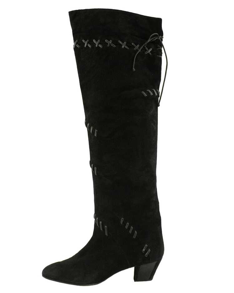 Mario Valentino Black Suede Knee Boots - image 3