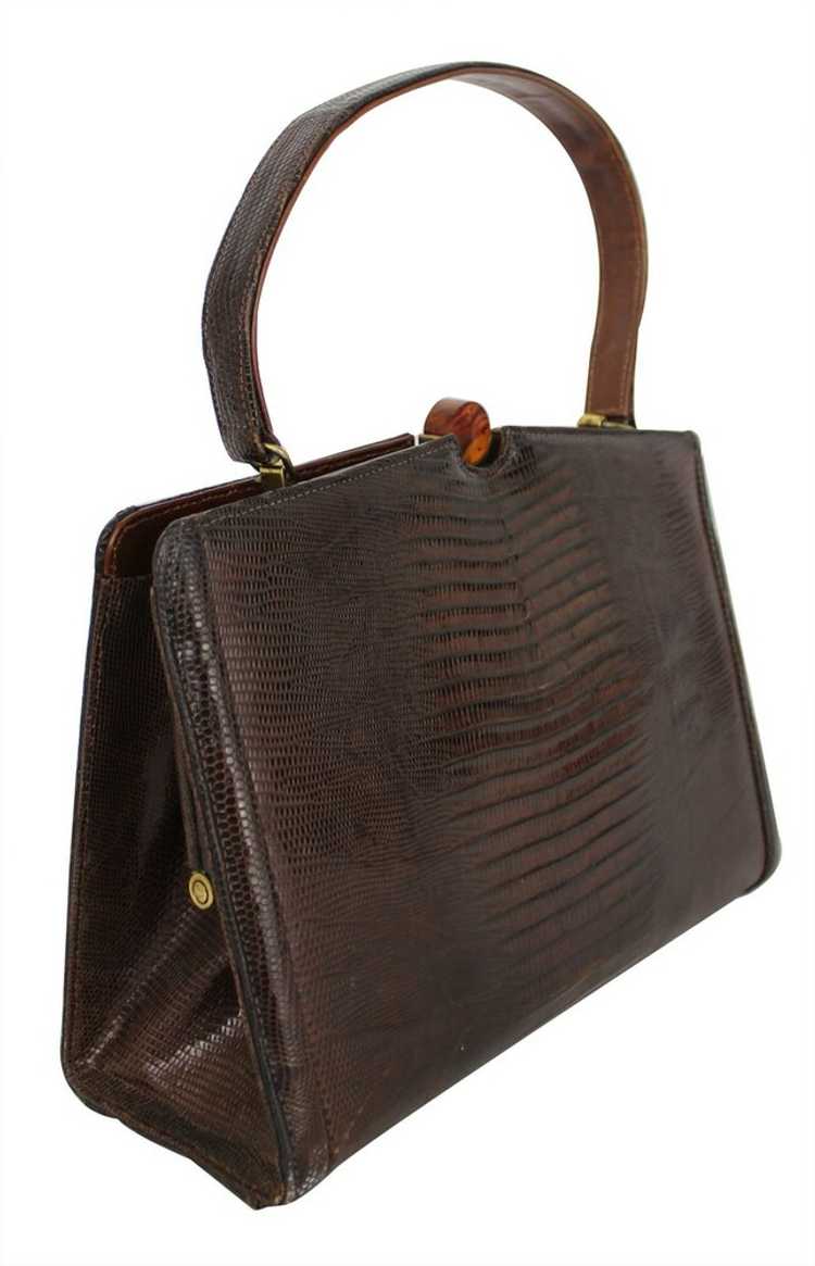 Vintage Escort 1950s Brown Lizard Handbag - image 2