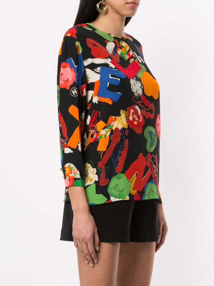 CHANEL Pre-Owned 1985-1993 floral-print silk top … - image 3
