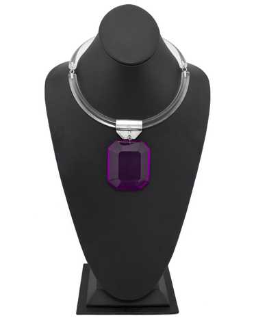 Judith Hendler Acrylic Ring Necklace with Purple P