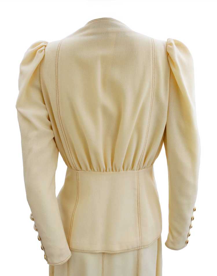 Bill Gibb Vintage Skirt Suit in Cream Wool Crepe … - image 3