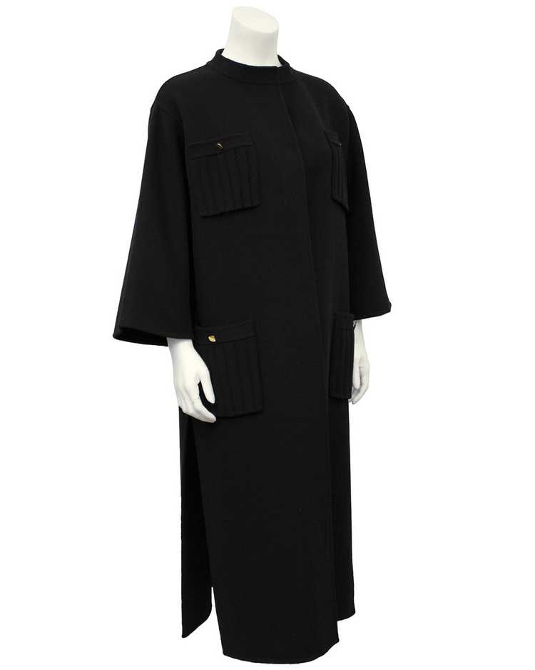 Black Unlined Felted Wool Coat - image 1