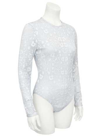 Versace Silver Lurex Lace Bodysuit