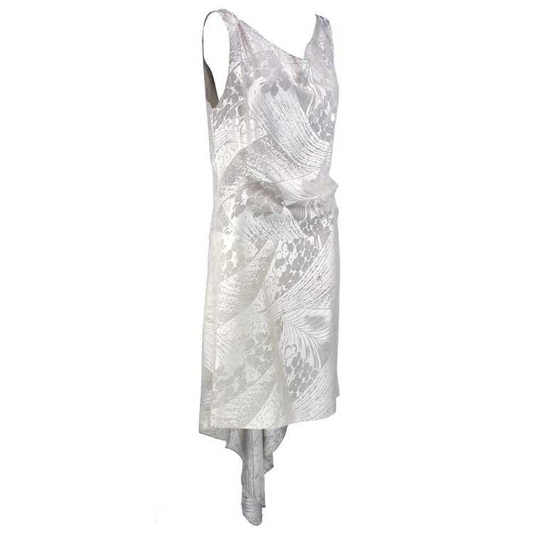 Vintage 20s Silver Floral Deco Lame Evening Dress - image 2