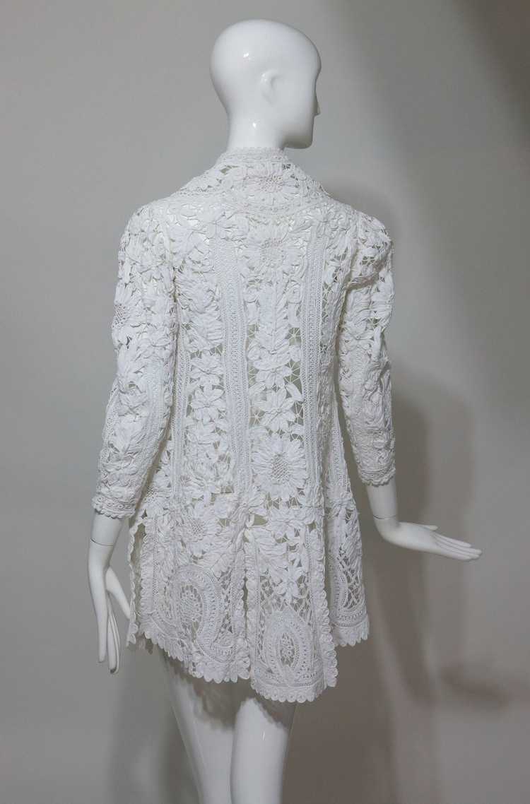 Battenburg white tape lace coat handmade Victorian - image 6