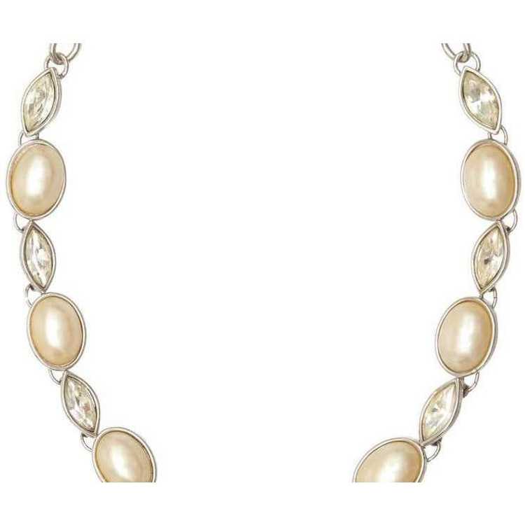 1980s Yves Saint Laurent Silver and Pearl Necklace - image 2