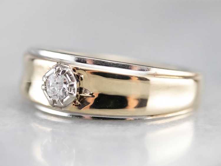 Men's Two Tone Gold Diamond Ring - image 4