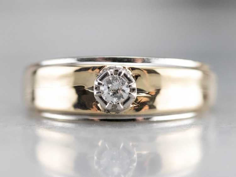 Men's Two Tone Gold Diamond Ring - image 2