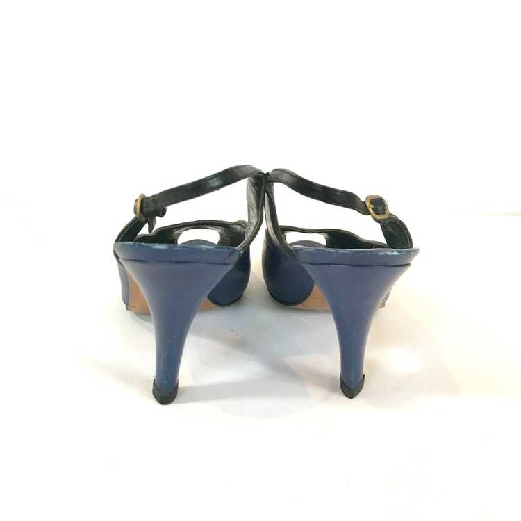 Yves Saint Laurent Navy Peep Toe Heels with Black… - image 3