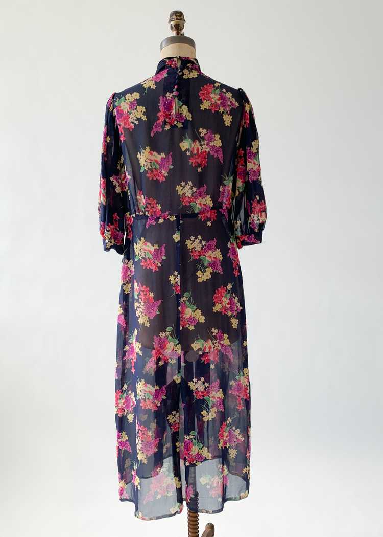 Vintage 1930s Floral Silk Chiffon Dress - image 8