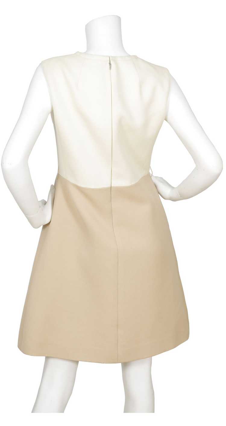 Philippe Venet 1960s Mod Beige & Cream Mini Dress… - image 4