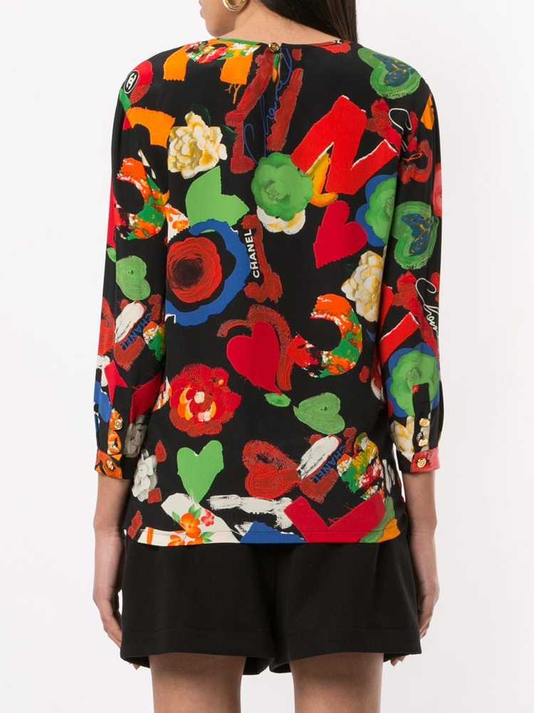 CHANEL Pre-Owned 1985-1993 floral-print silk top … - image 4