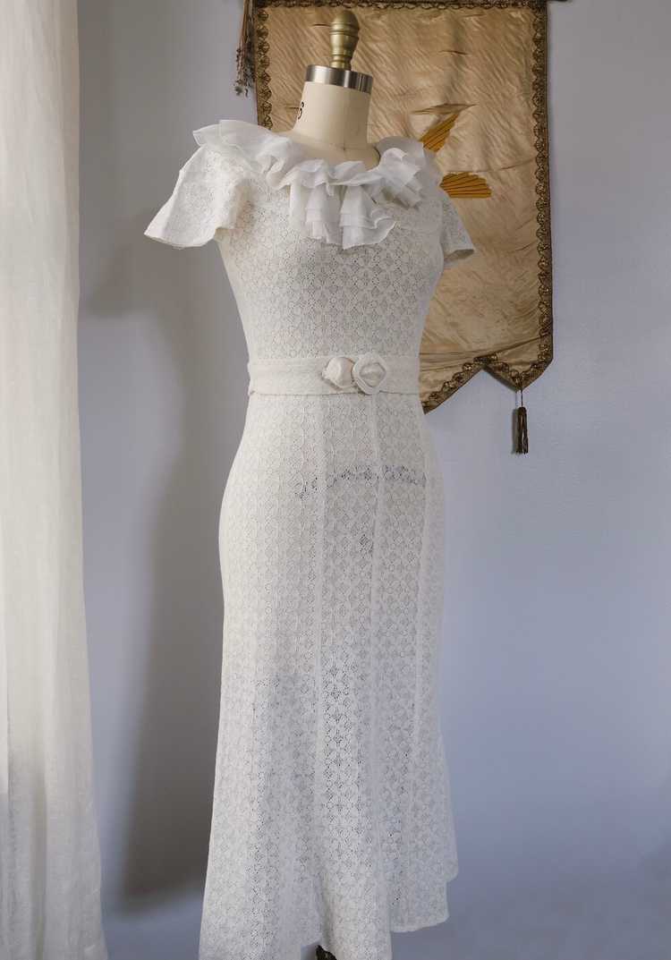 1930s Rare NRA White Cotton Lace Dress and Jacket… - image 3