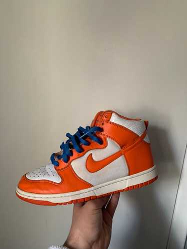 Nike Dunk High White | Orange Blaze-Vrsty Blue