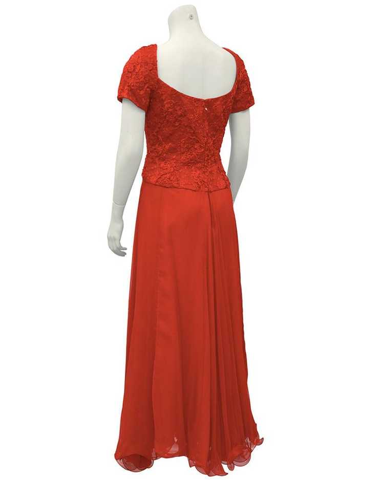 Scaasi Red Lace and Satin Gown With Jacket - image 6