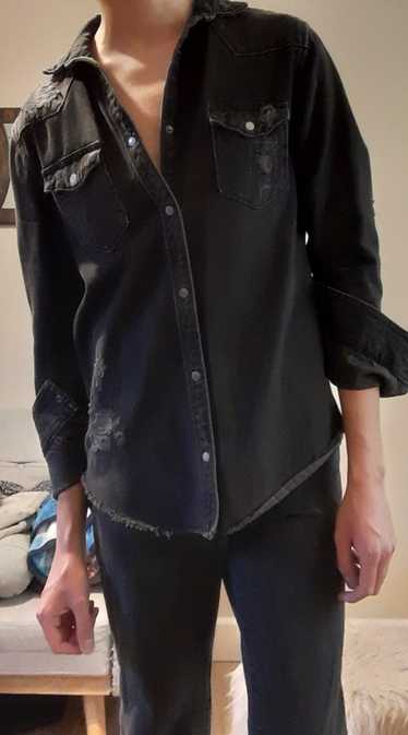 Zara Zara distressed relaxed fit denim overshirt