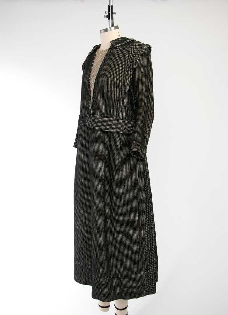 Antique 1910's Black Knit Textured Dress - image 9