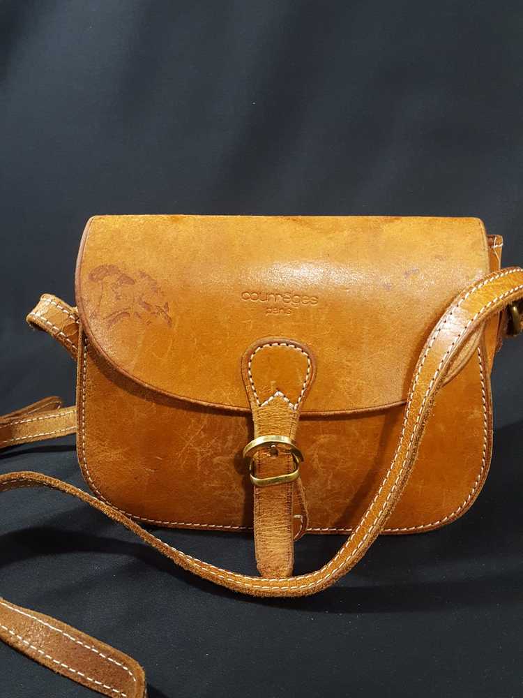 Courreges Vintage Striped Canvas Leather Tote Bag