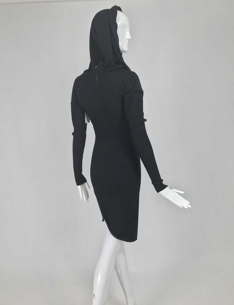 Azzedine Alaïa Black Hooded Body Con Dress 1980s - image 8