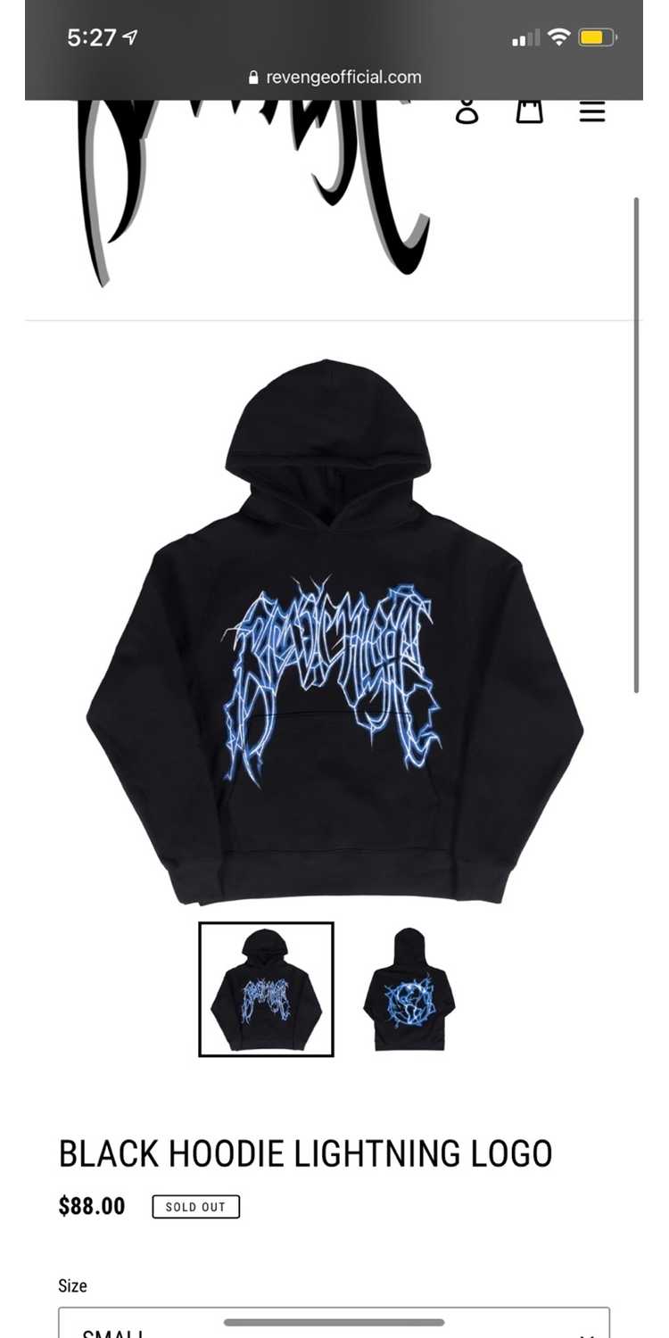 Revenge BLACK REVENGE LIGHTNING HOODIE SIZE LARGE - image 1