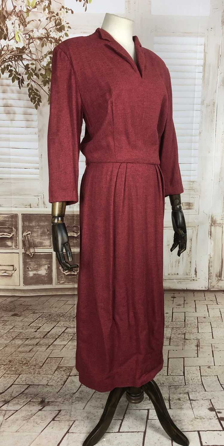 Original Late 1940s 40s Vintage Red Casual Dress - image 2