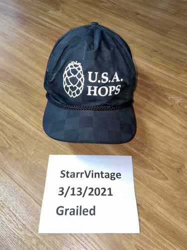 Made In Usa × Vintage Vtg USA Hops Hat Black Chec… - image 1