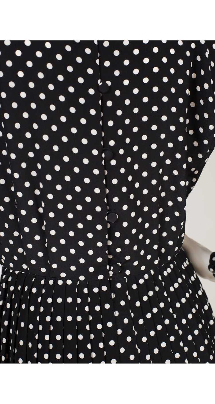 Guy Laroche 1980s Black & White Polka-Dot Pleated… - image 3