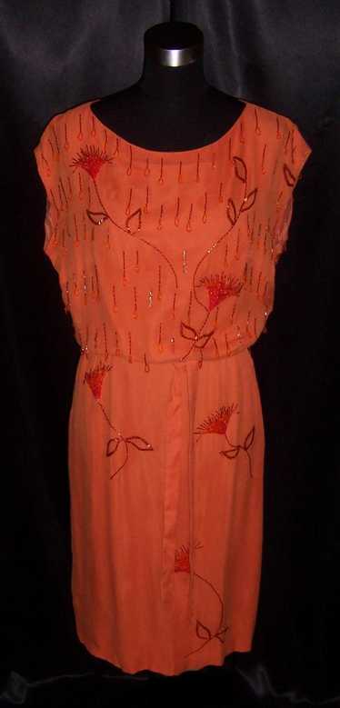 Vintage Elaborate Beaded 1940's Silk Dress 38-40"… - image 1