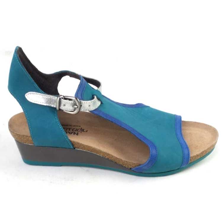 Naot Leather Wedge Sandals Fiona Teal/Blue - image 2