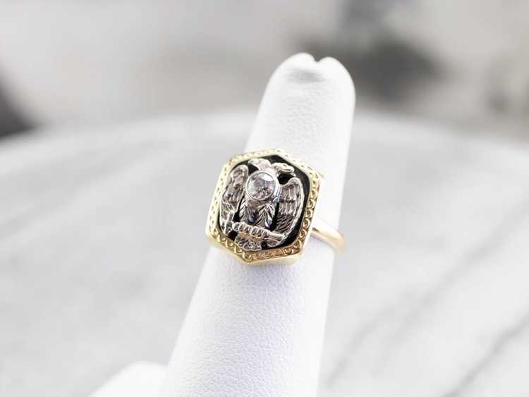 Antique Old Mine Cut Diamond Masonic Ring - image 7