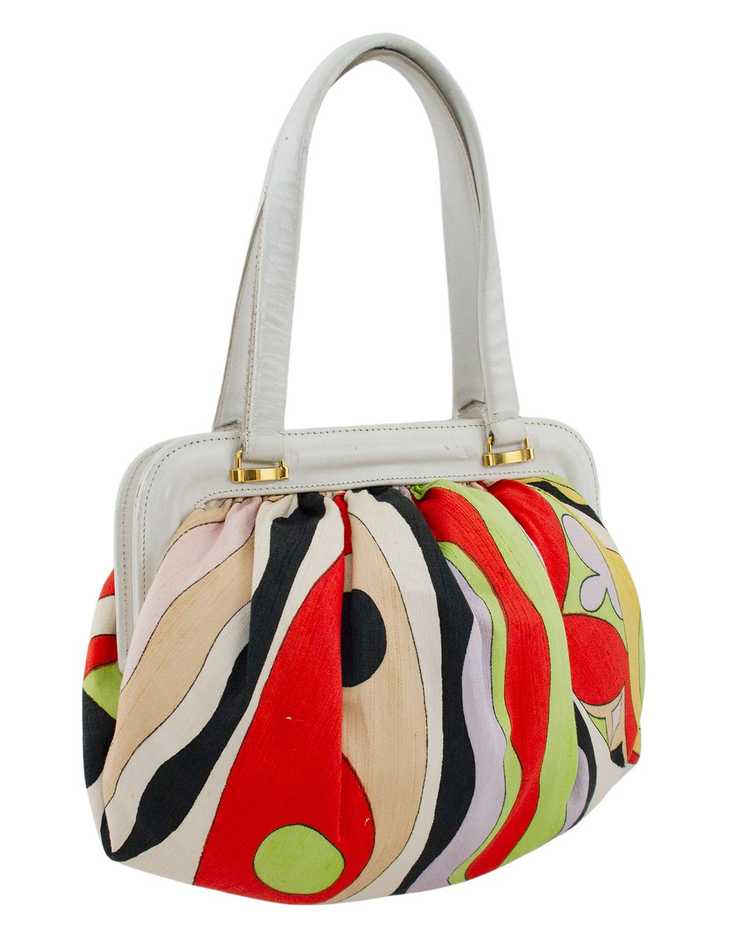 Emilio Pucci Multi Colour Frame Bag with White Le… - image 2