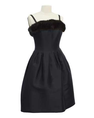 Nina Ricci Black Couture Dress with Mink Trim