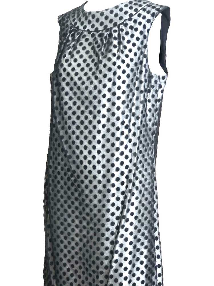 60s Dress Black Polka Dot Over Silver Lurex Sheath - image 4