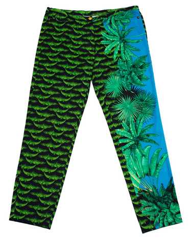 Versace Green and Blue Alligator and Palm Tree Pr… - image 1