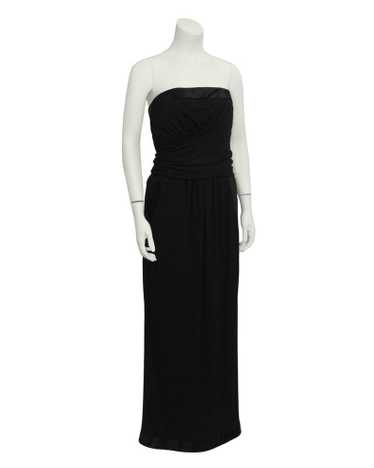 Chanel Black Wool Jersey Strapless Gown