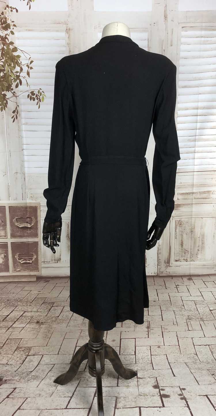 Original 1940s 40s Vintage Black Crepe Day Dress - image 9