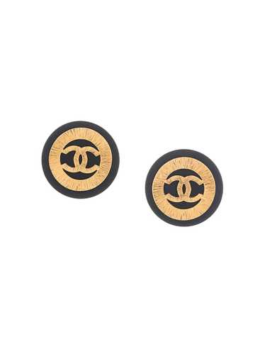 Chanel Pre-Owned CC huge button earrings - Black