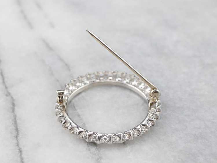 White Gold Vintage Diamond Circle Pin - image 7