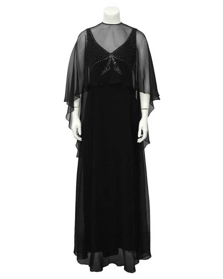 Leo Narducci Black Chiffon Gown with Shawl - image 2
