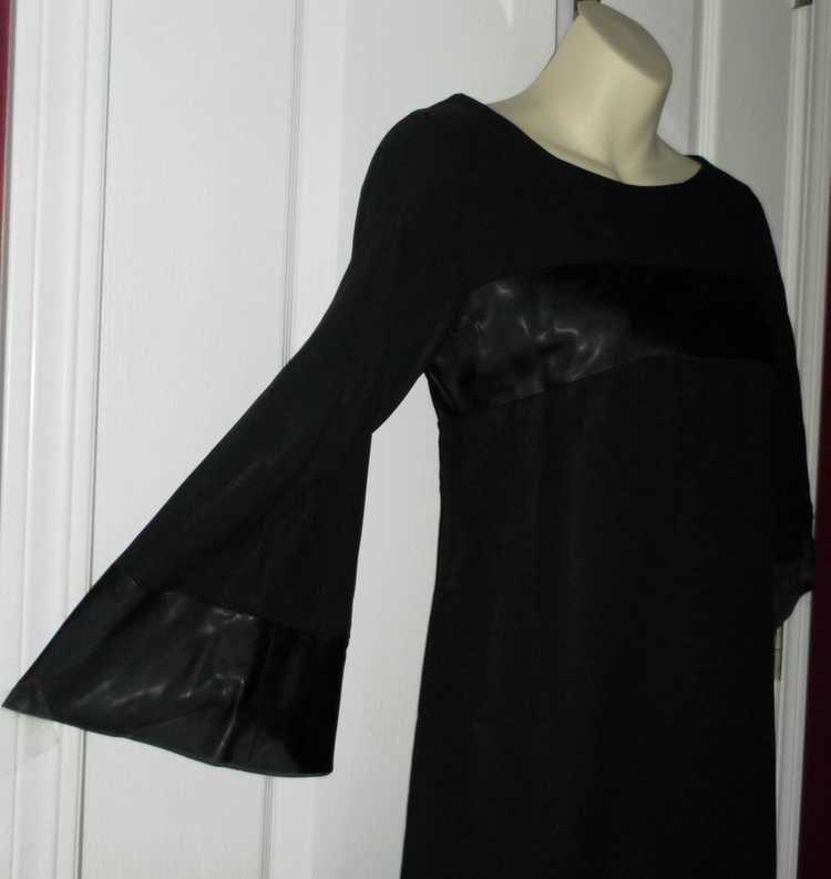 Vintage 1960's Formal Black Bell Sleeve Mini Dres… - image 3