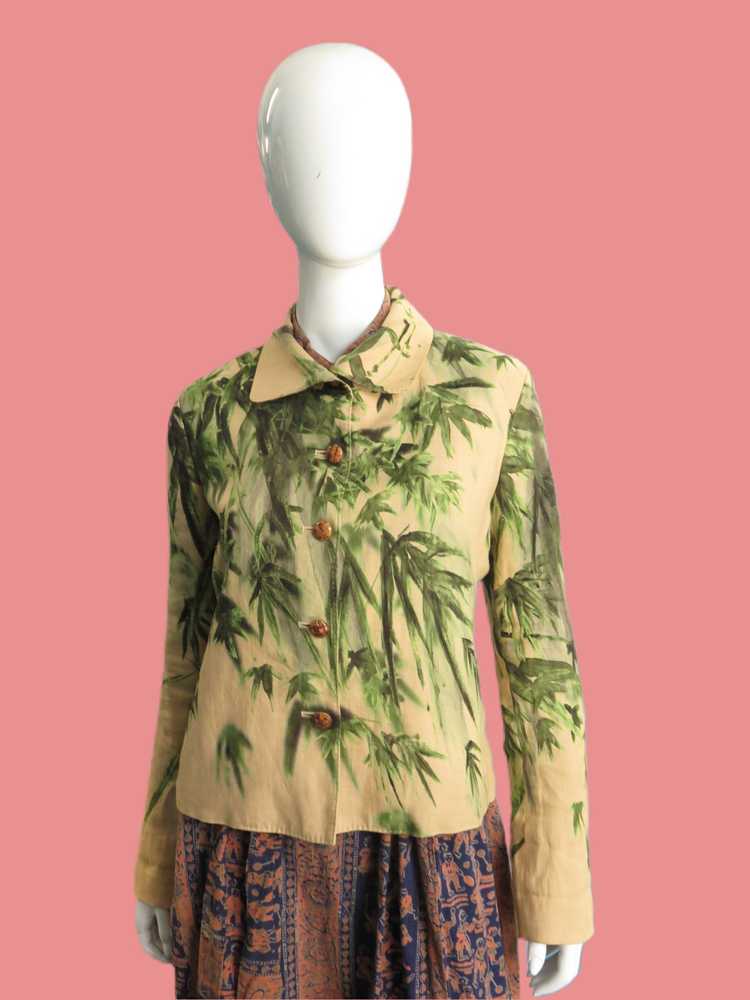 Issey Miyake Linen Silk Bamboo Print Jacket - image 2