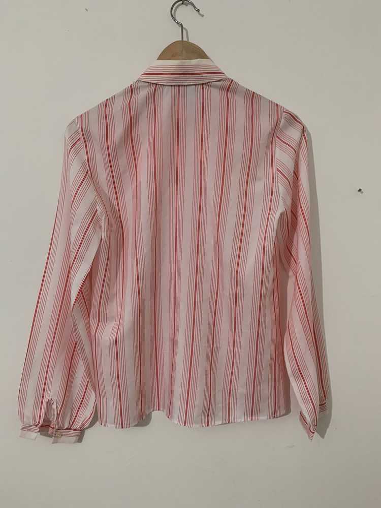 Vintage red Blouse Shirt red and white stripe pat… - image 5