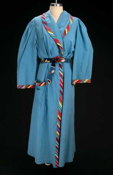 Vintage 1940's Seersucker Robe with Rainbow Stripe